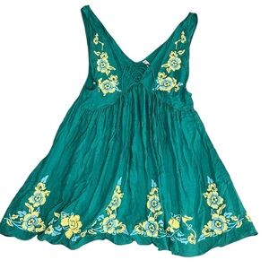 Free People 100% Modal Teal + Sky Blue + Banana Dress Tied Open Light Natural